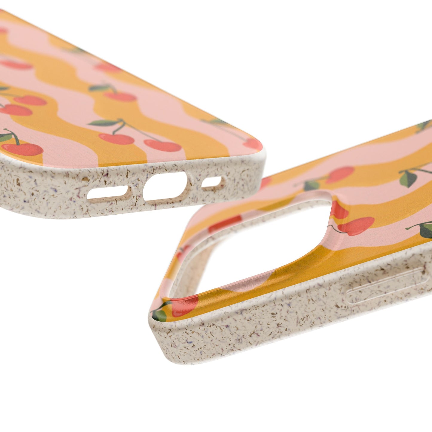 Wavy Cherry Phone Case - pink and yellow - Eco-Friendly, Biodegradable