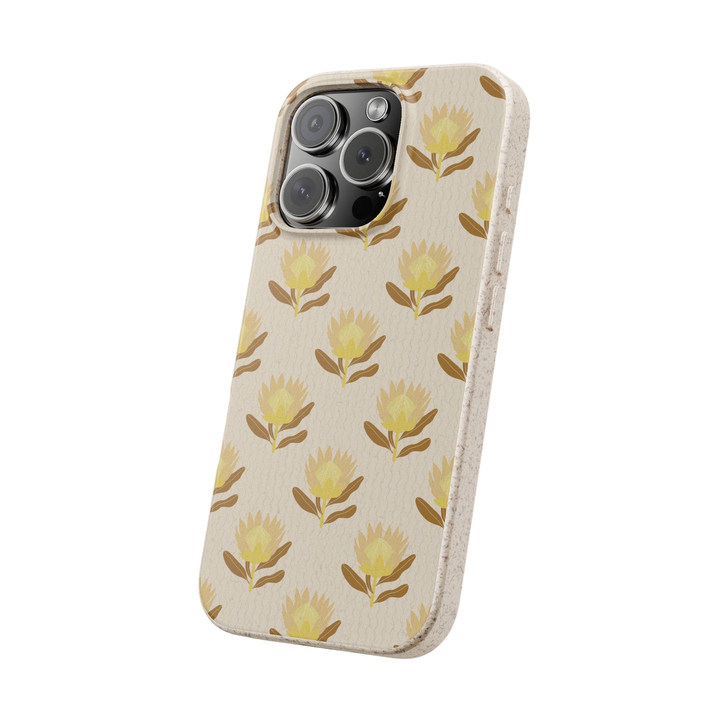 King Protea Phone Case - neural and brown mustard - Eco-Friendly, Biodegradable