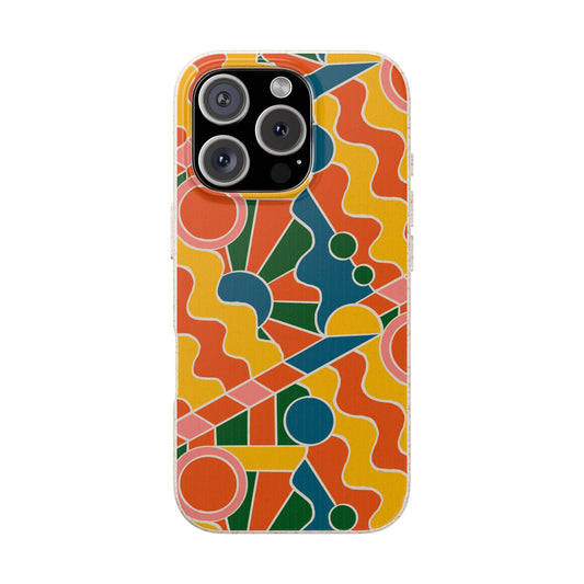 Day Trippin' Phone Case - yellow, orange, pink and green - Eco-Friendly, Biodegradable