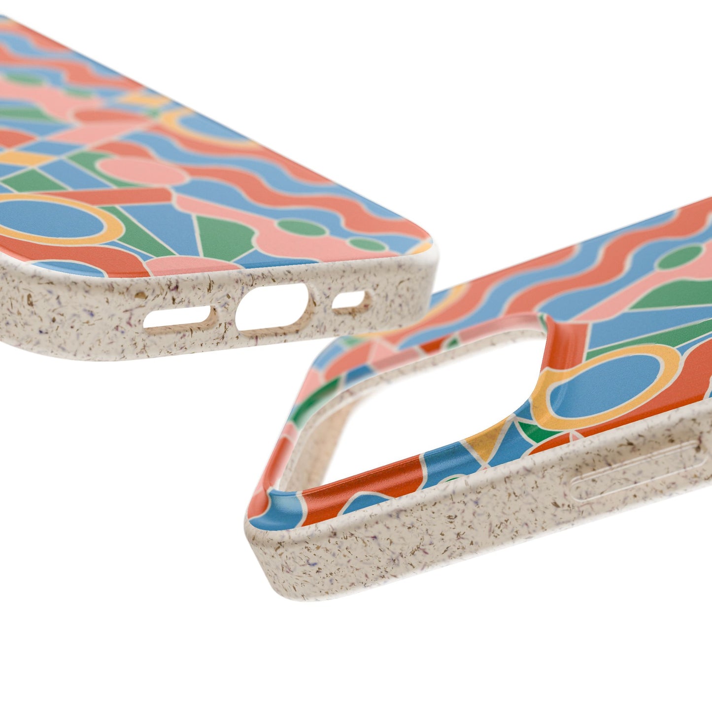 Day Trippin' Phone Case - blue, green, pink and brick red - Eco-Friendly, Biodegradable