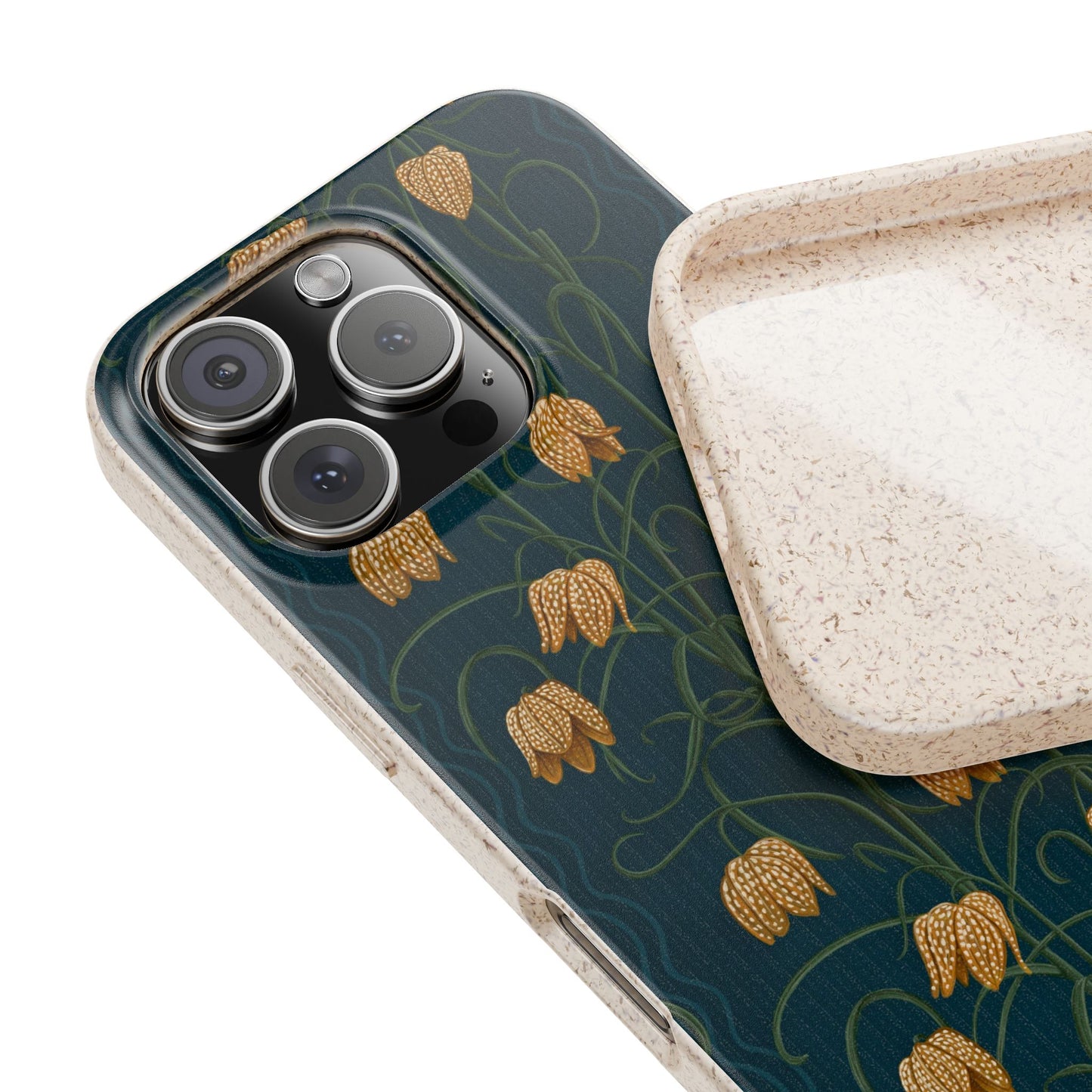 Campanas Phone Case - dark blue and goldenrod - Eco-Friendly, Biodegradable