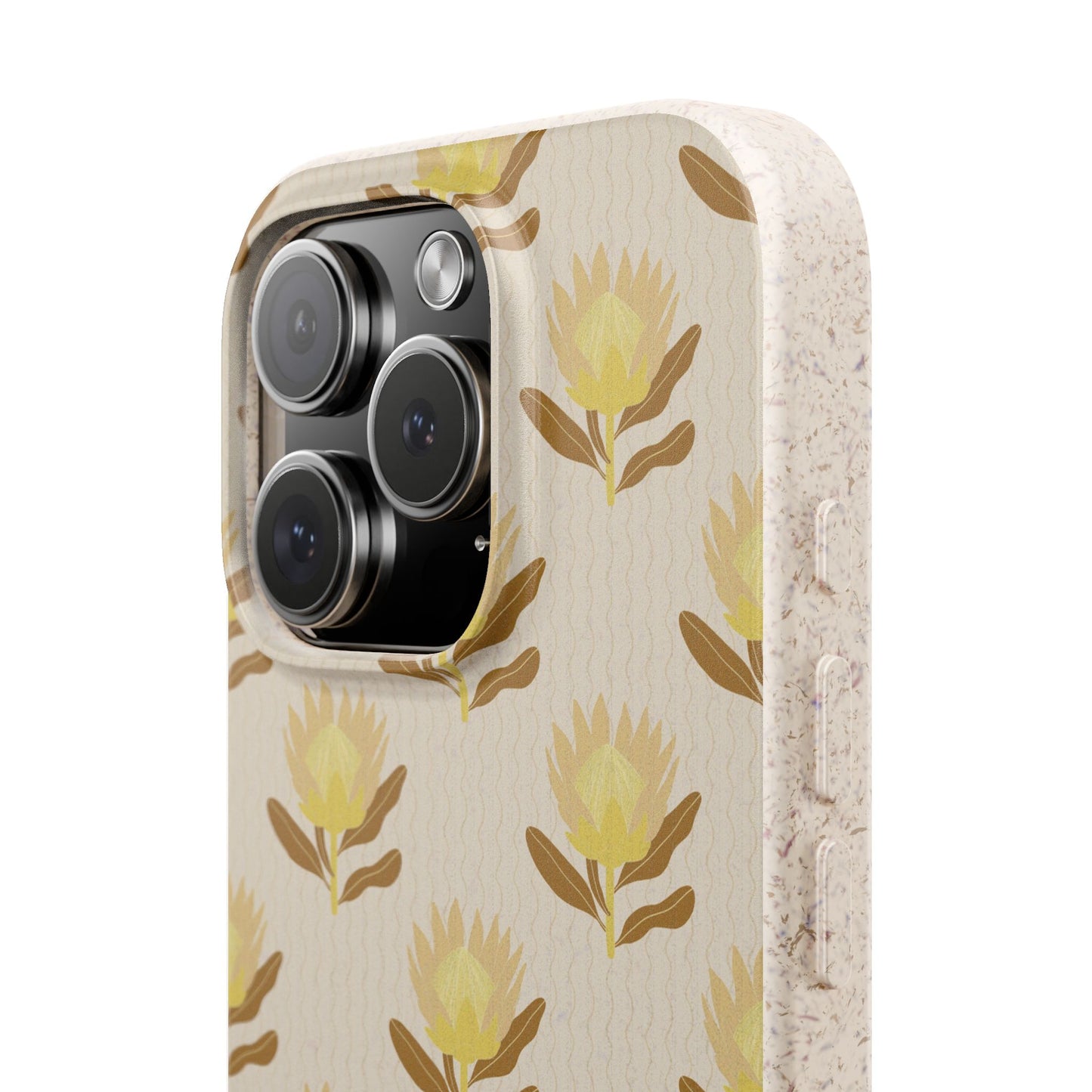 King Protea Phone Case - neural and brown mustard - Eco-Friendly, Biodegradable