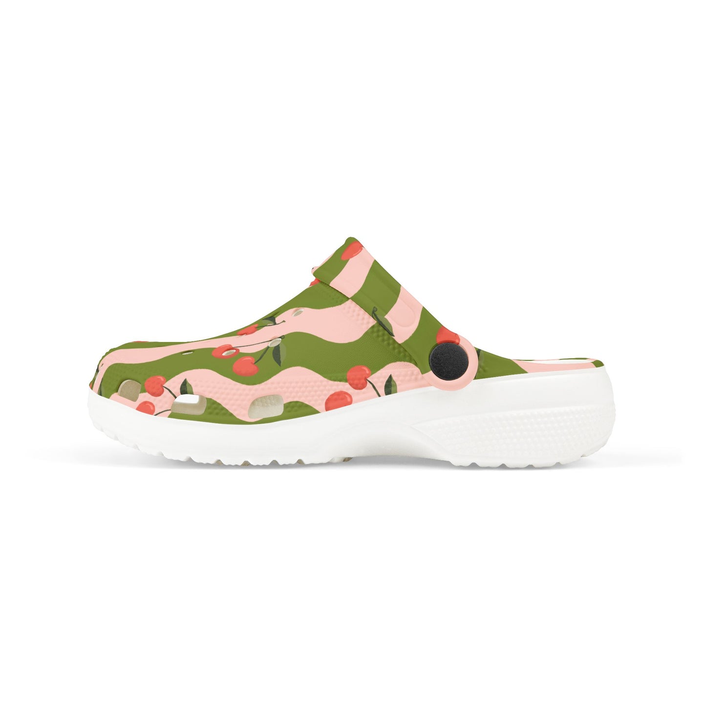 Wavy Cherry Kid's EVA Foam Clogs — Pink & Green Patterned Slip-Ons