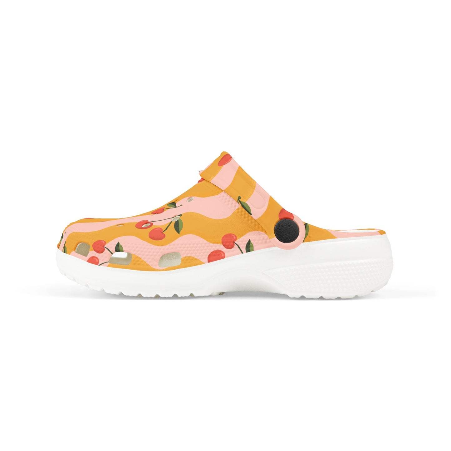 Wavy Cherry Kid's EVA Foam Clogs — Pink & Yellow Patterned Slip-Ons