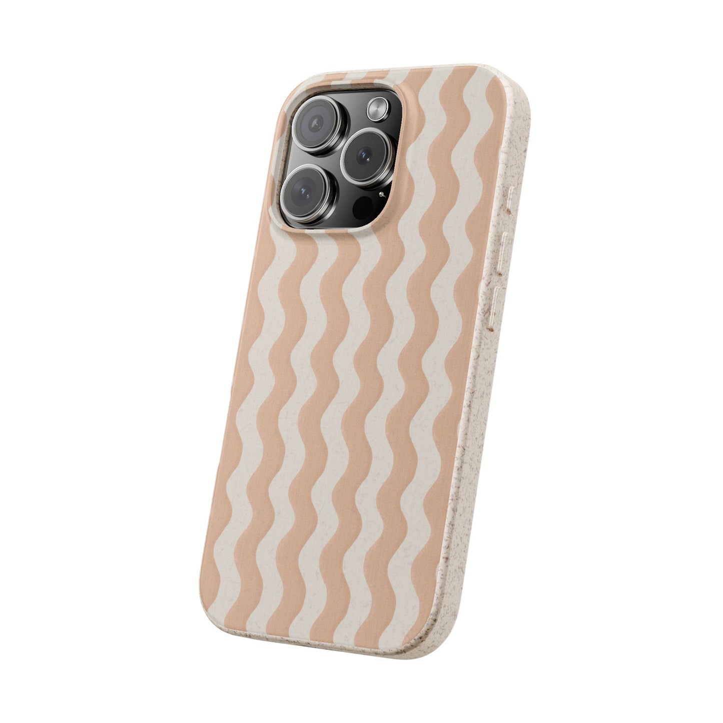 Ziggy Stripe Phone Case - white and peach - Eco-Friendly, Biodegradable