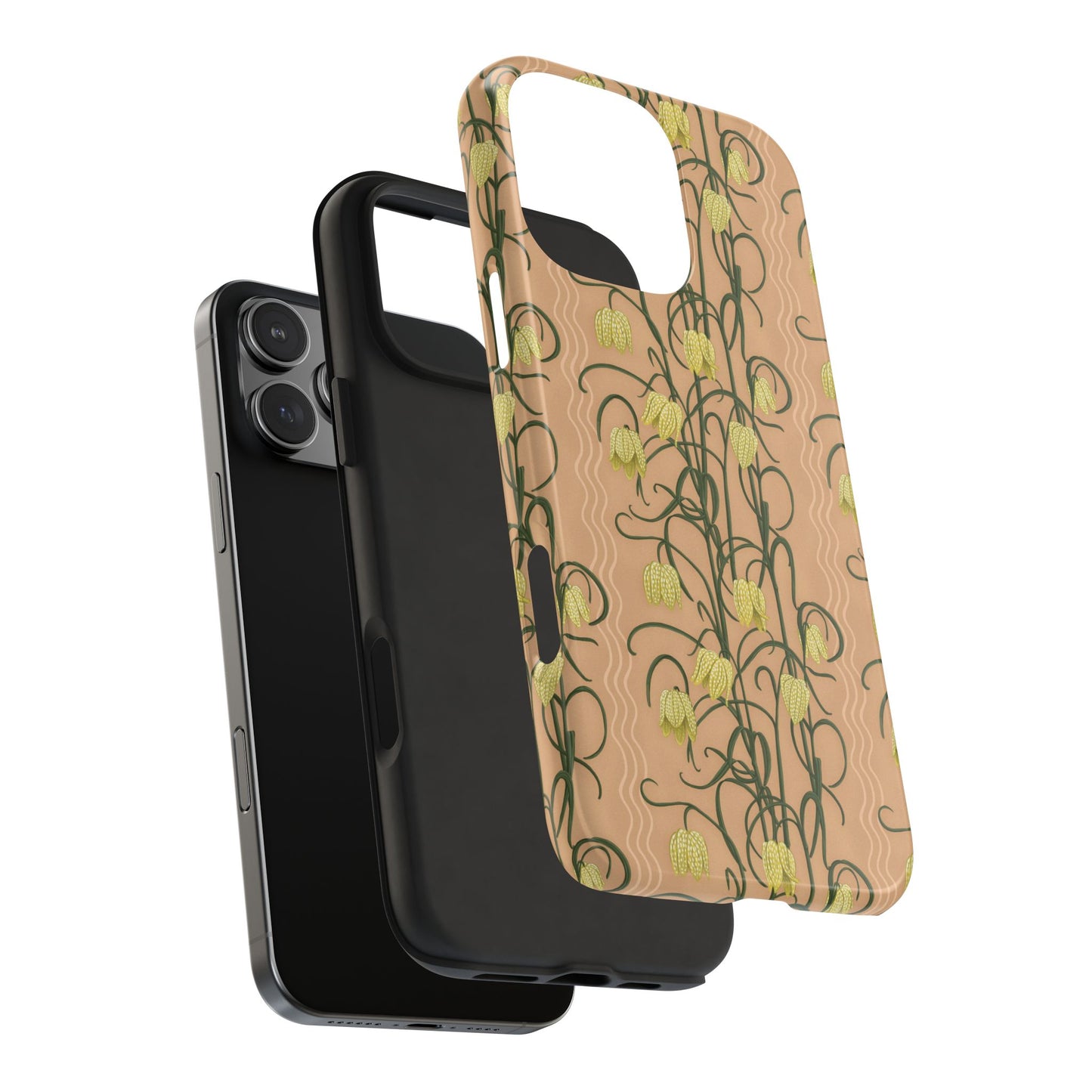 Campanas Floral Tough Phone Case — Clay and Yellow Wildflower Protective Cover, Personalizable