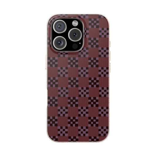 Checkered Quilt Phone Case - eggplant - Eco-Friendly, Biodegradable