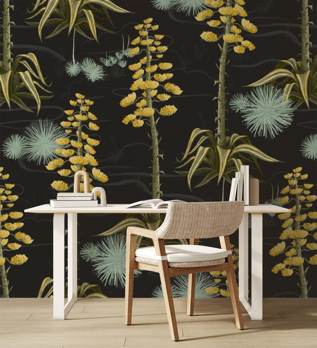 Agave Valley Wallpaper, black