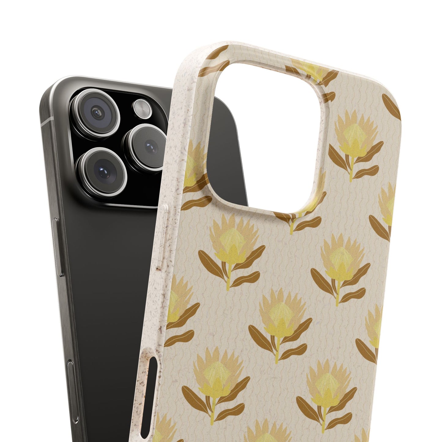 King Protea Phone Case - neural and brown mustard - Eco-Friendly, Biodegradable