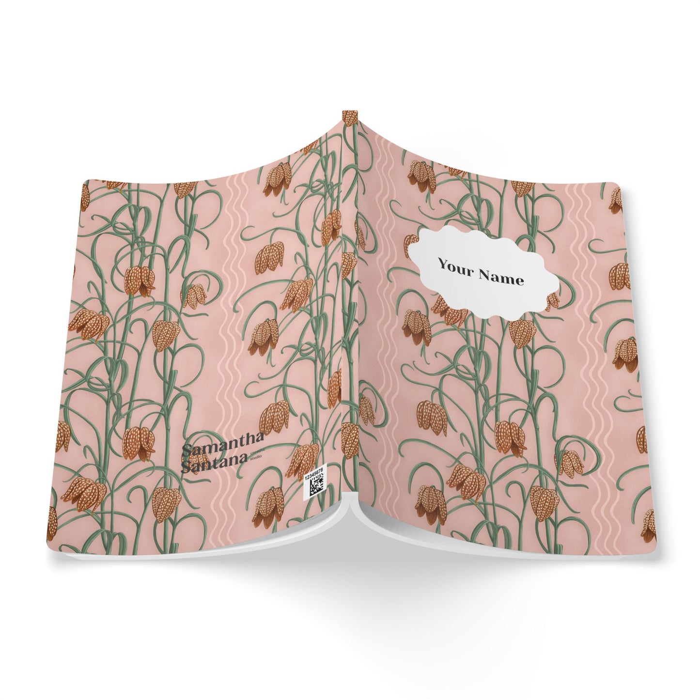 Campanas Softcover Personalized Journal, dusty pink & orange (add your name)
