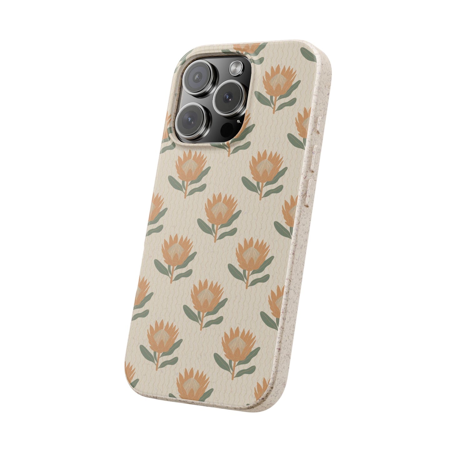 King Protea Phone Case - neutral and apricot - Eco-Friendly, Biodegradable