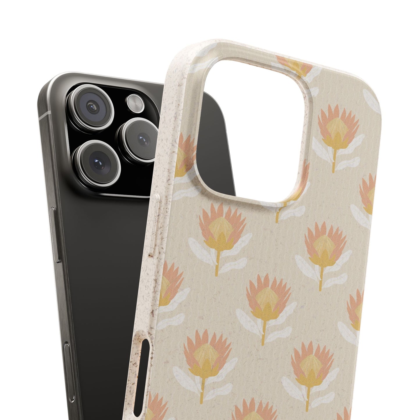 King Protea Phone Case - tan and light coral - Eco-Friendly, Biodegradable