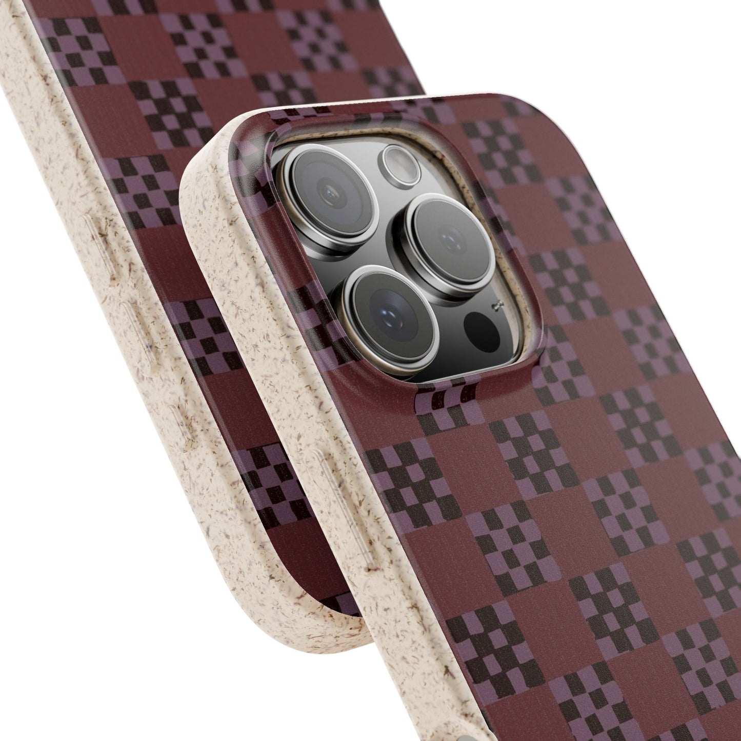 Checkered Quilt Phone Case - eggplant - Eco-Friendly, Biodegradable