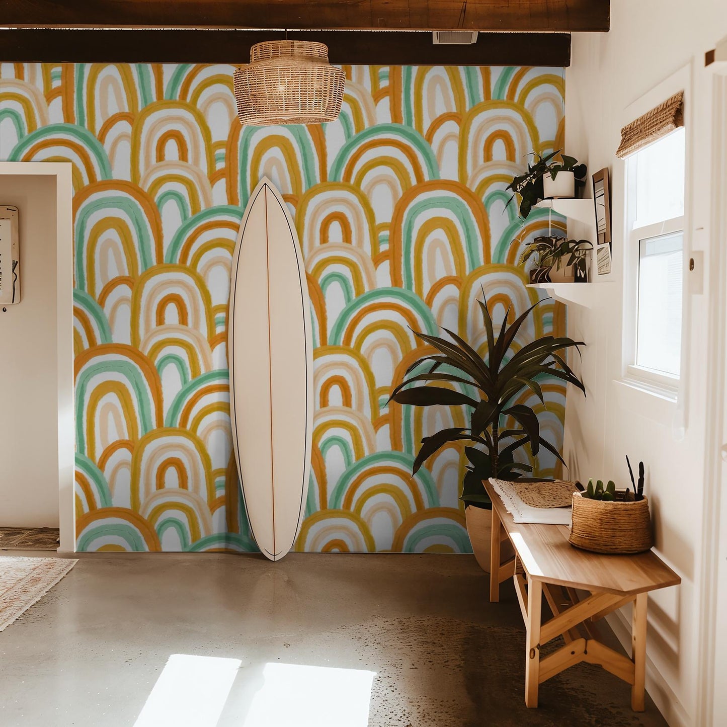 Rainbow Wallpaper, green & orange