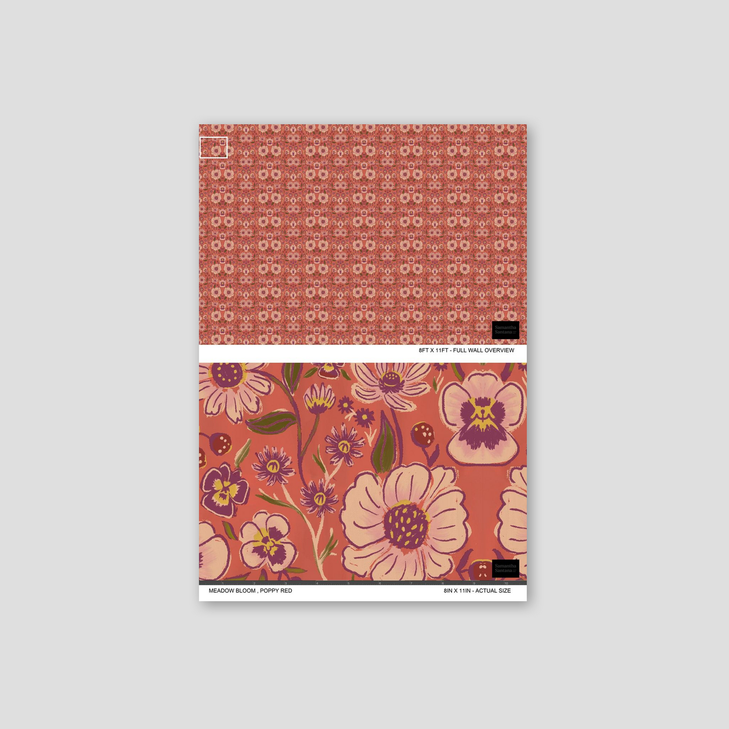 Meadow Bloom Wallpaper, poppy red