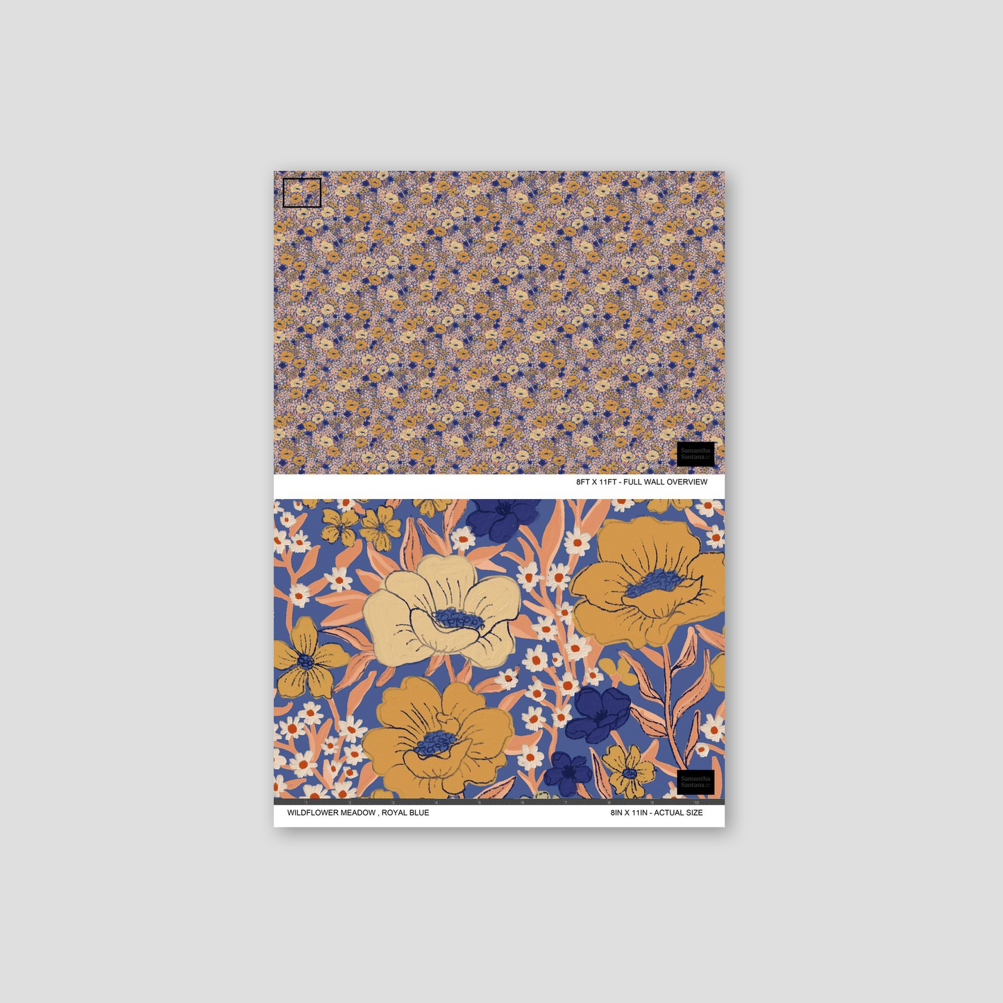 Wildflower Meadow Wallpaper, royal blue