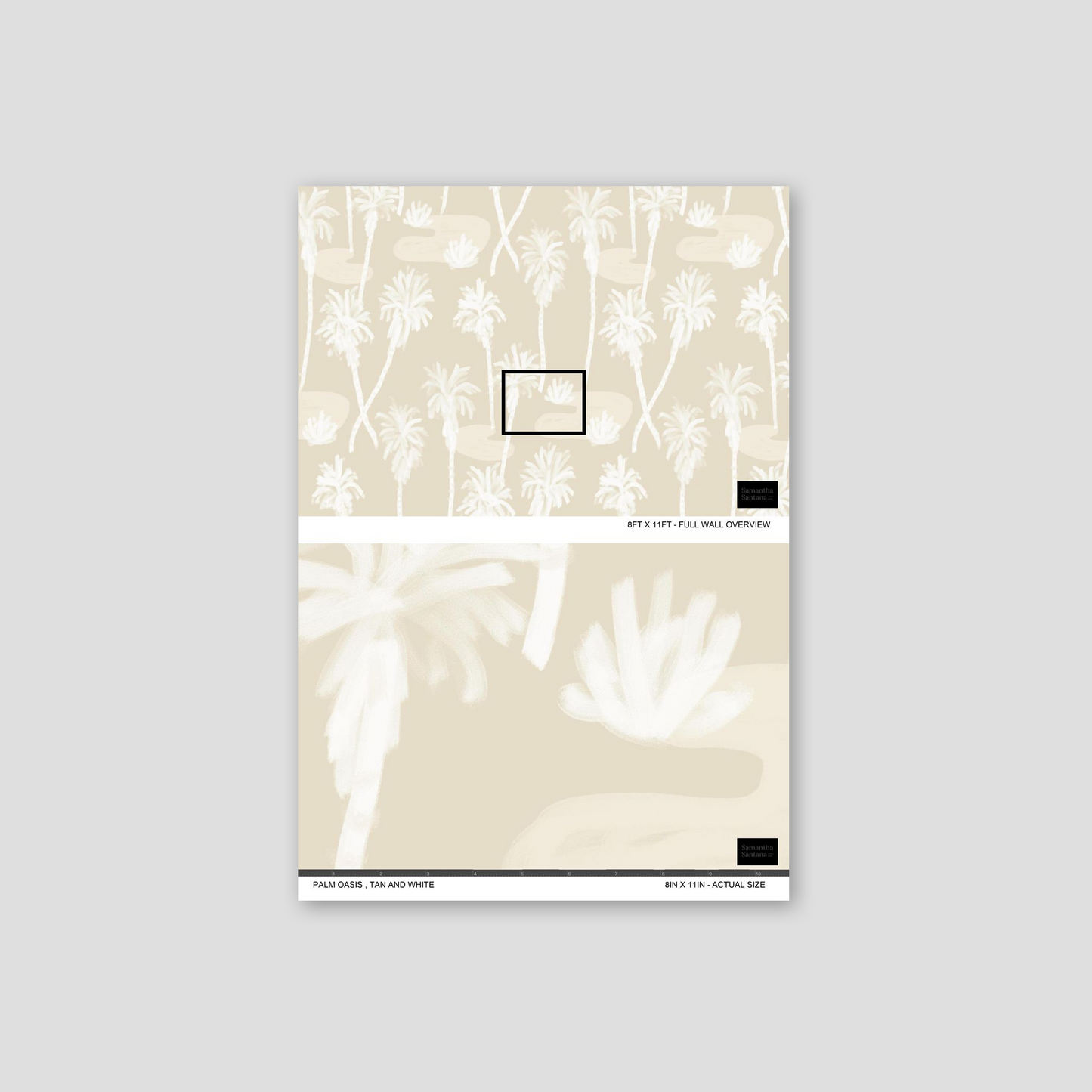 Palm Oasis Wallpaper, neutral and white