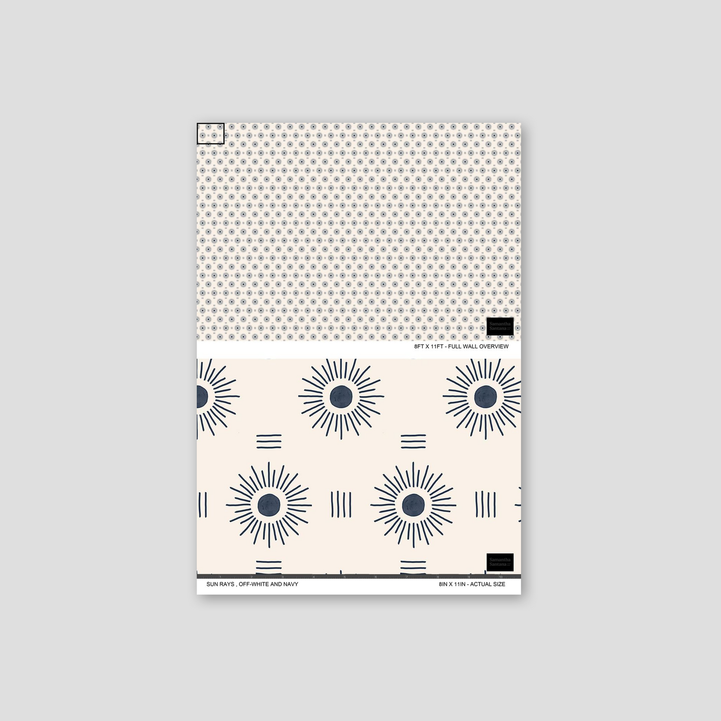 Sun Rays Wallpaper, off-white and navy