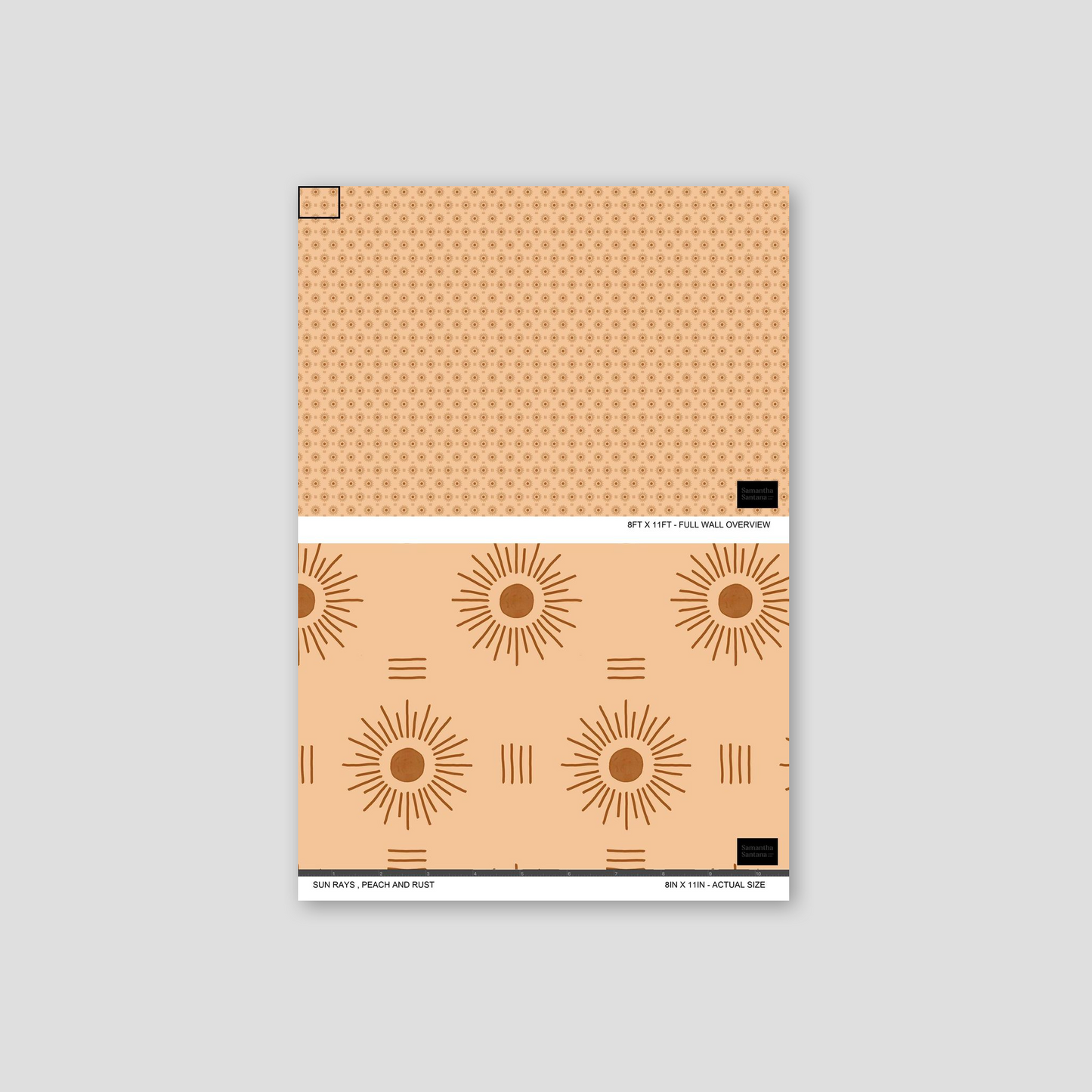 Sun Rays Wallpaper, peach and rust