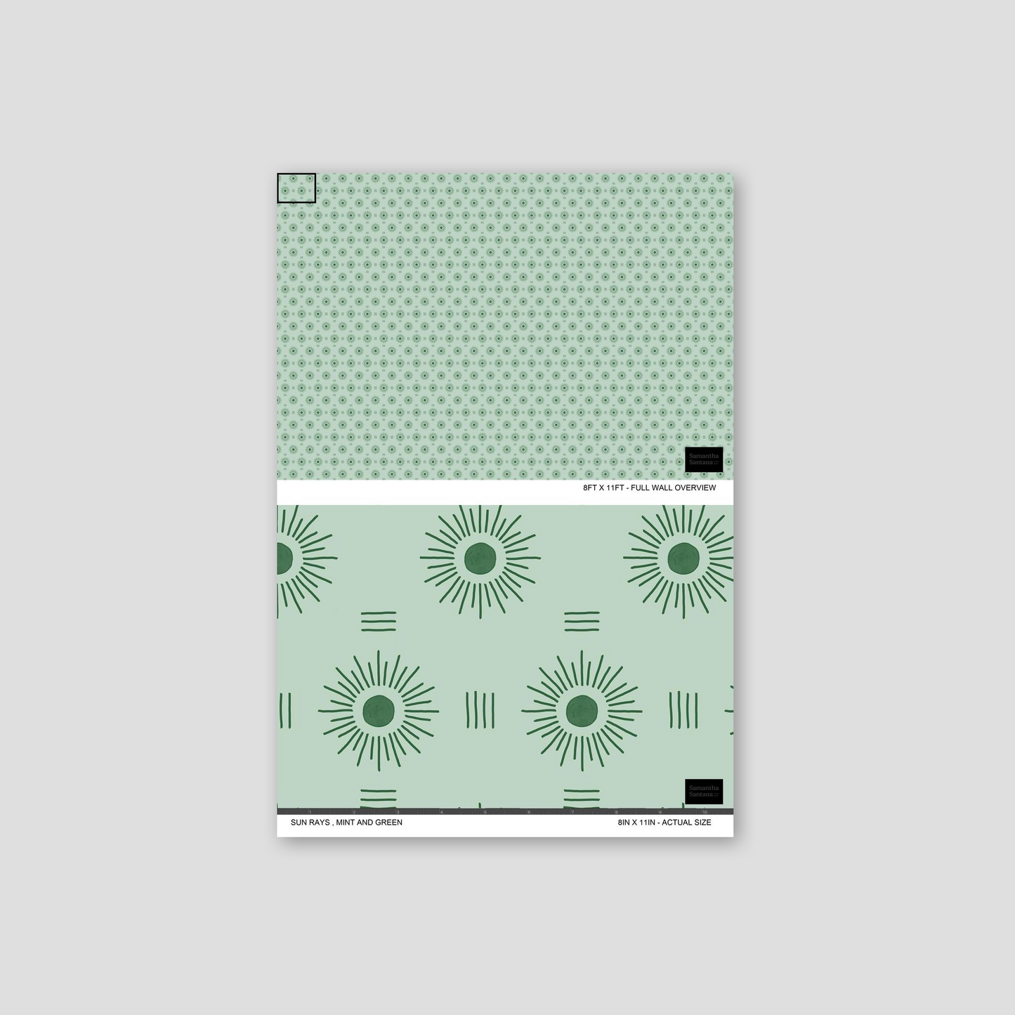 Sun Rays Wallpaper, mint and green