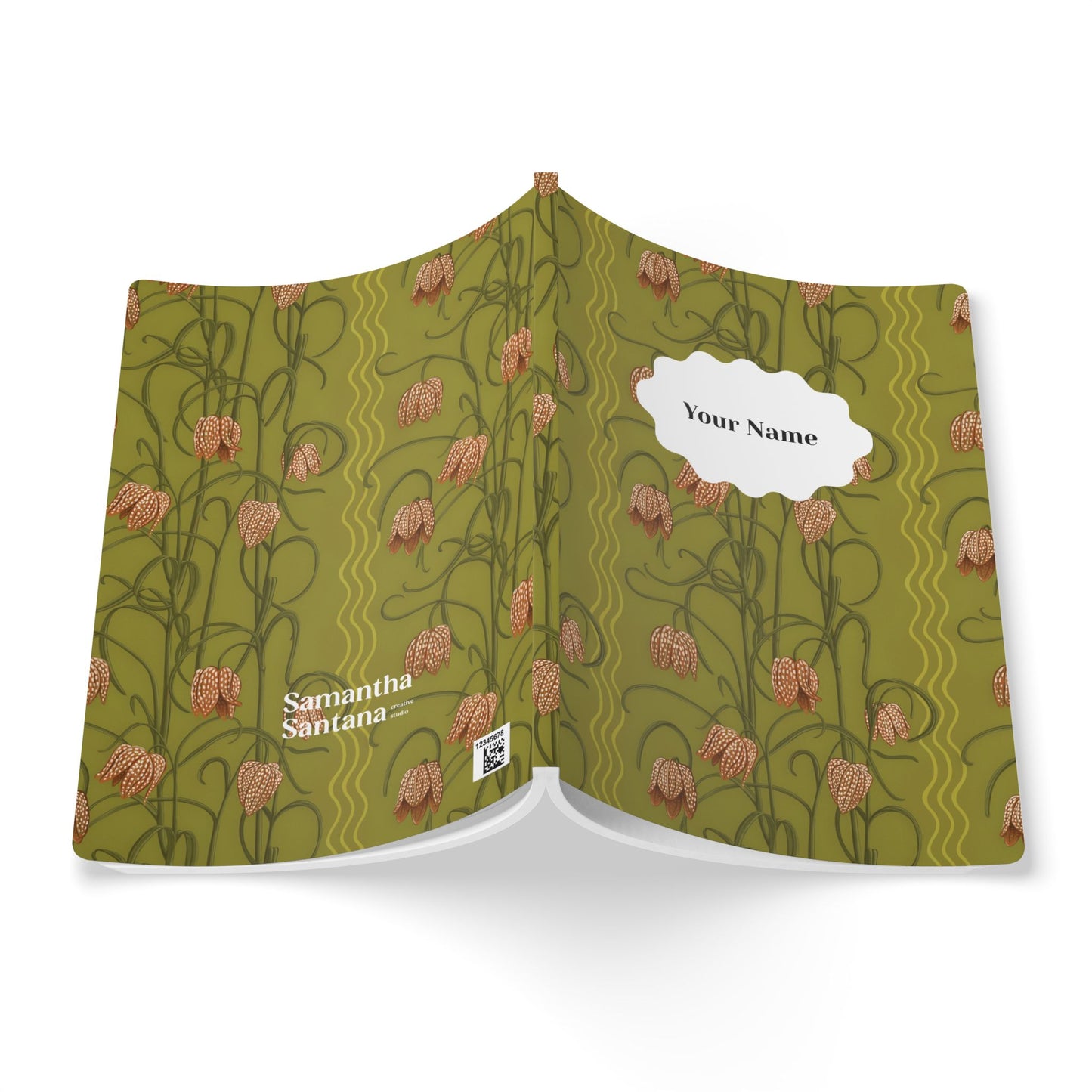 Campanas Softcover Personalized Journal, chartreuse & orange (add your name)