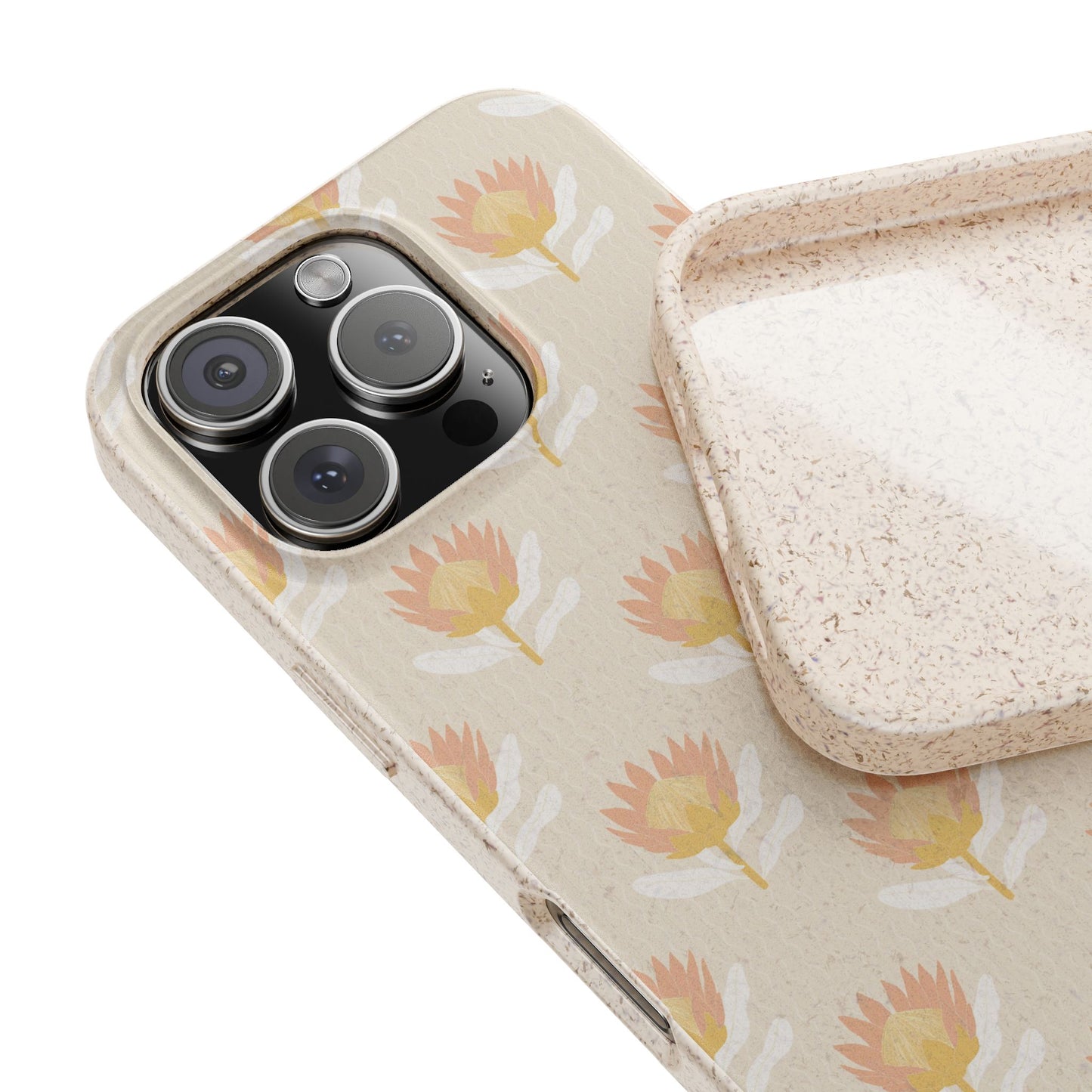 King Protea Phone Case - tan and light coral - Eco-Friendly, Biodegradable