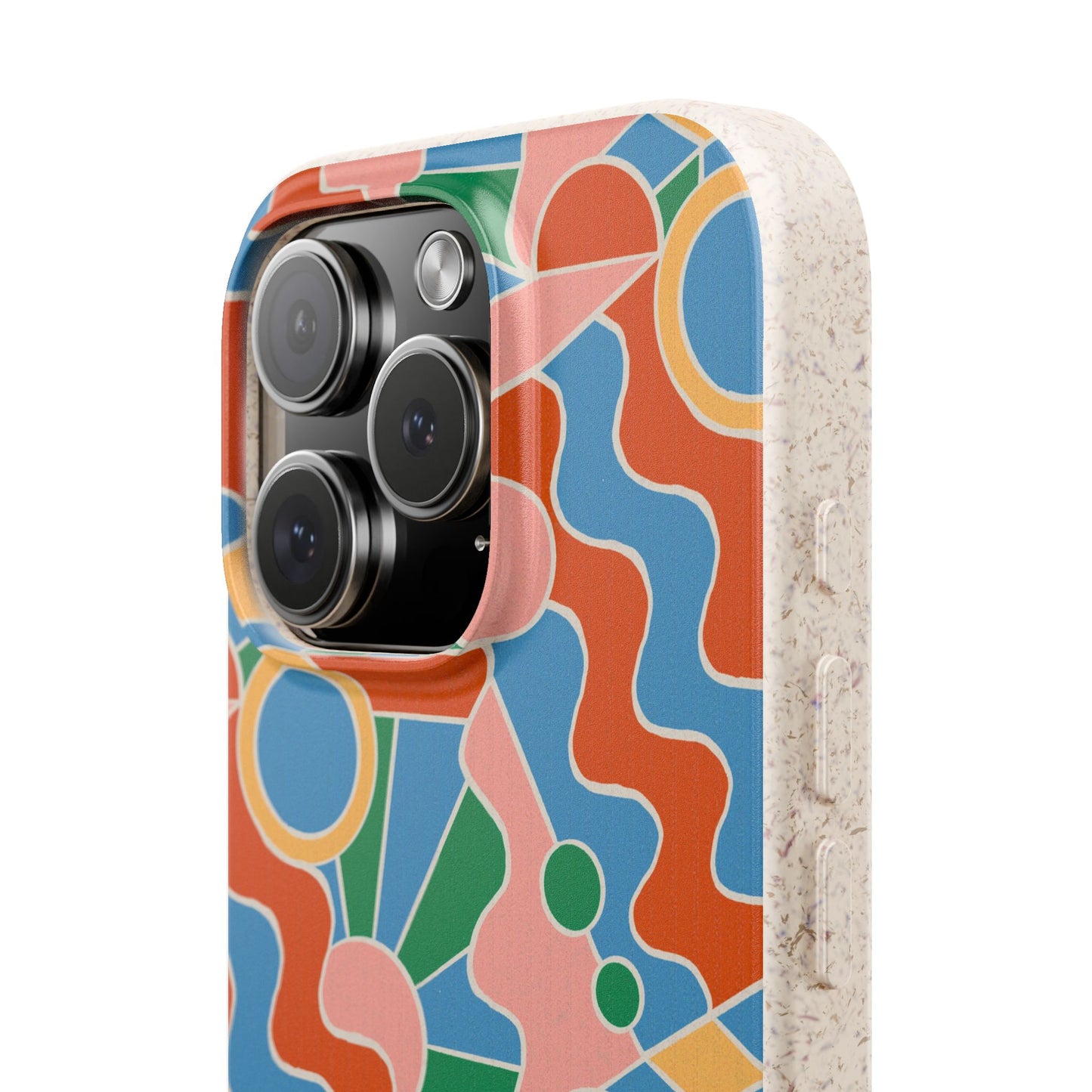 Day Trippin' Phone Case - blue, green, pink and brick red - Eco-Friendly, Biodegradable