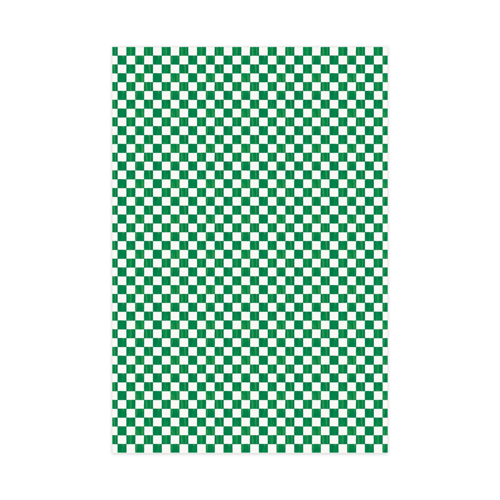 Checkers Wrapping Paper, Large Roll, green & white