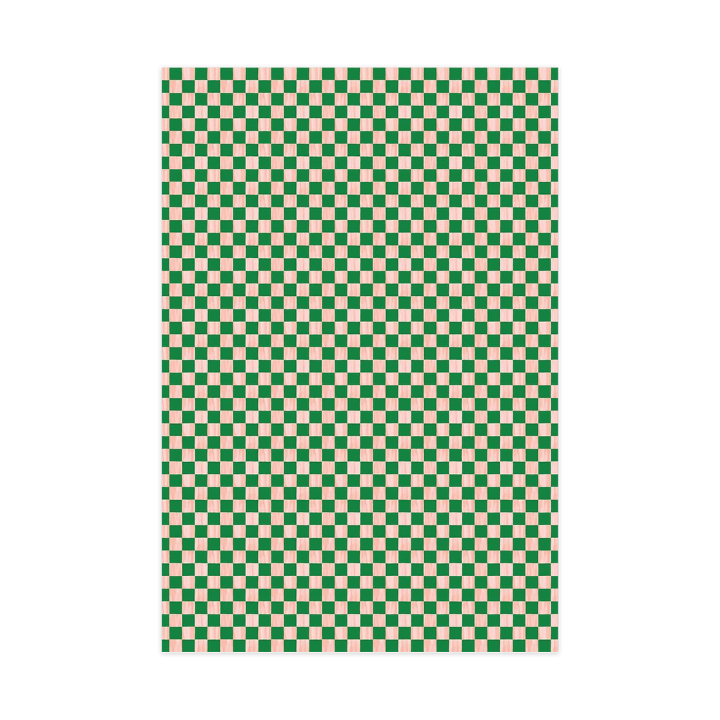 Checkers Wrapping Paper, Large Roll, green & peach