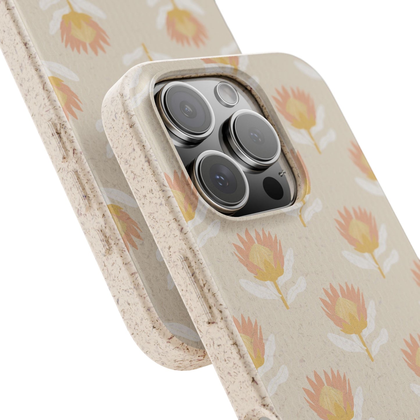 King Protea Phone Case - tan and light coral - Eco-Friendly, Biodegradable