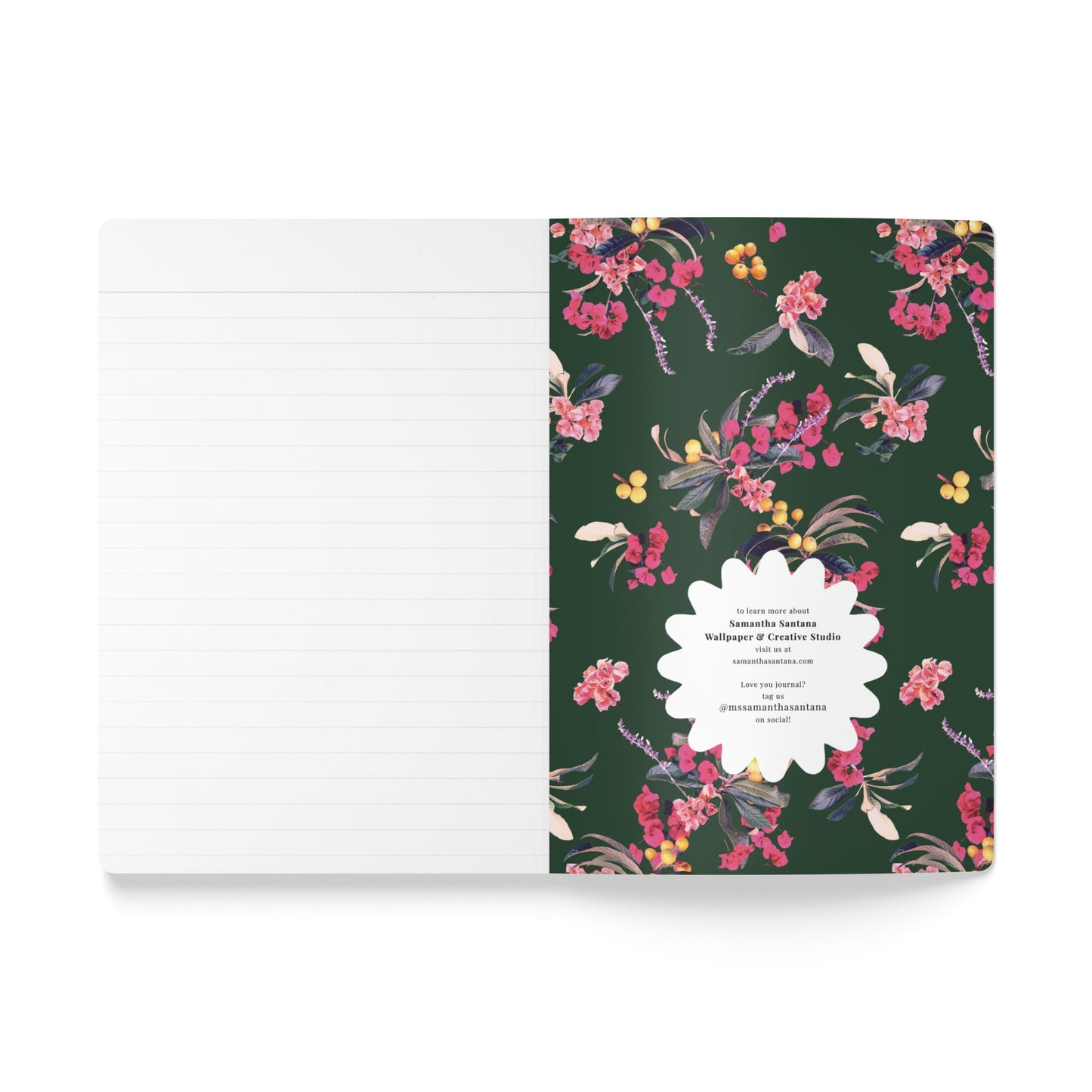 Floral Loquat Softcover Personalized Journal, peach, yellow (add your name)