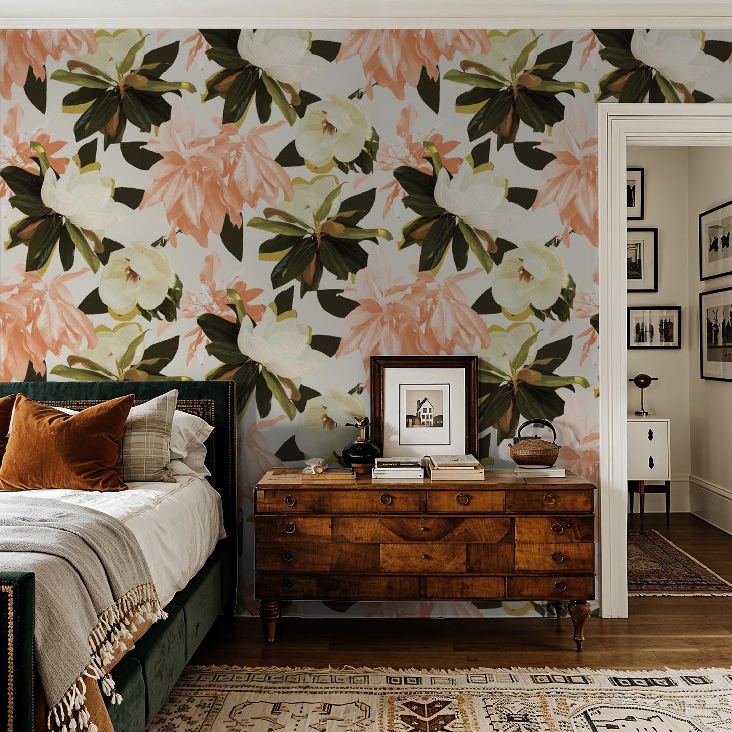 Magnolia Wallpaper, coral