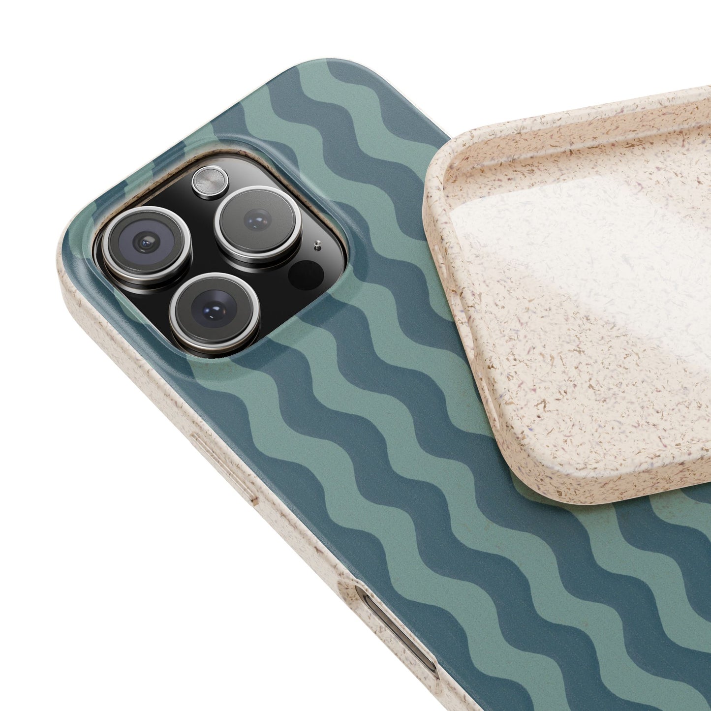 Ziggy Stripe Phone Case - blue and light teal - Eco-Friendly, Biodegradable