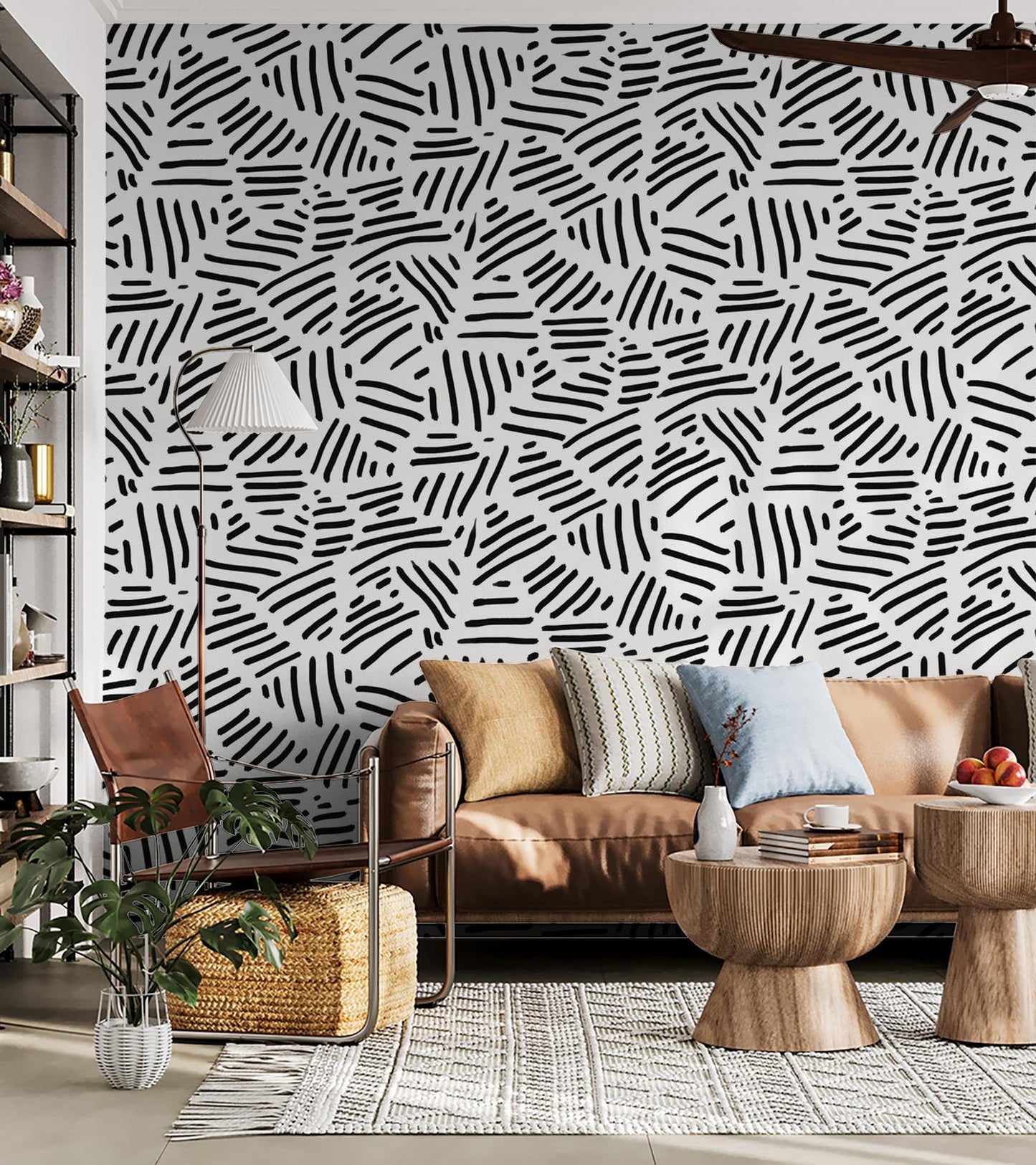 Simple Stripes Wallpaper, white & black