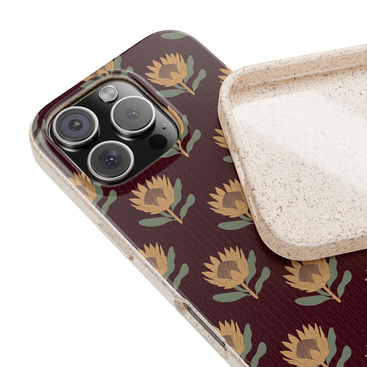 King Protea Phone Case - park plum and butter yellow - Eco-Friendly, Biodegradable