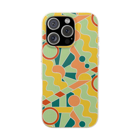Day Trippin' Phone Case - mint, blue, yellow and peach - Eco-Friendly, Biodegradable