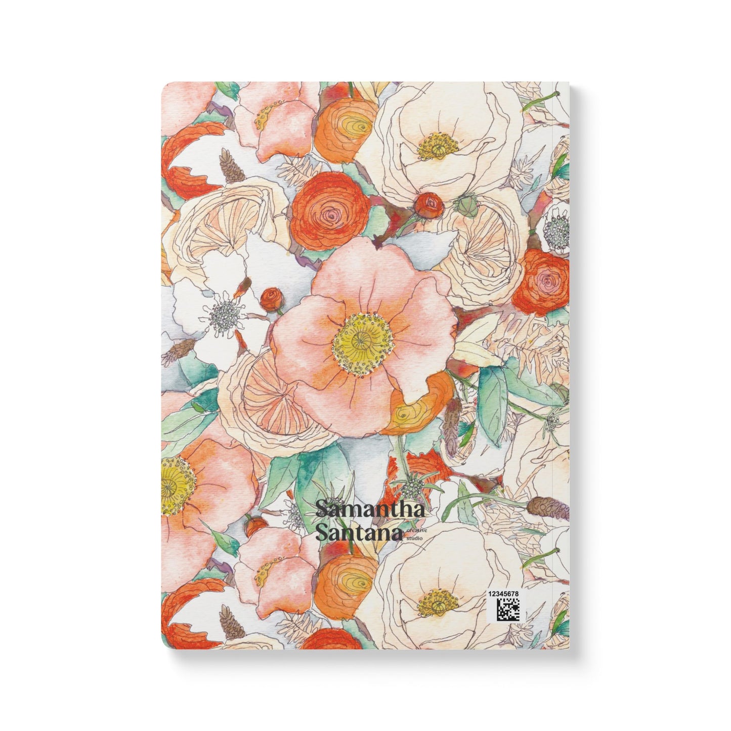 Floral Reverie Softcover Personalized Journal, orange (add your name)