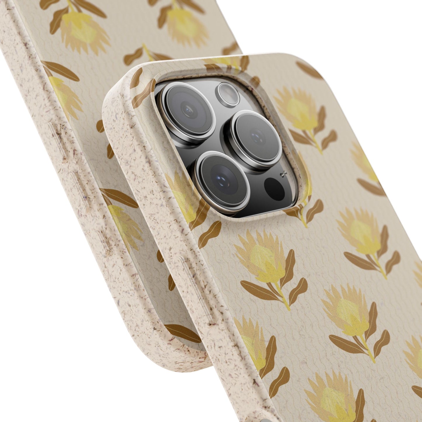King Protea Phone Case - neural and brown mustard - Eco-Friendly, Biodegradable