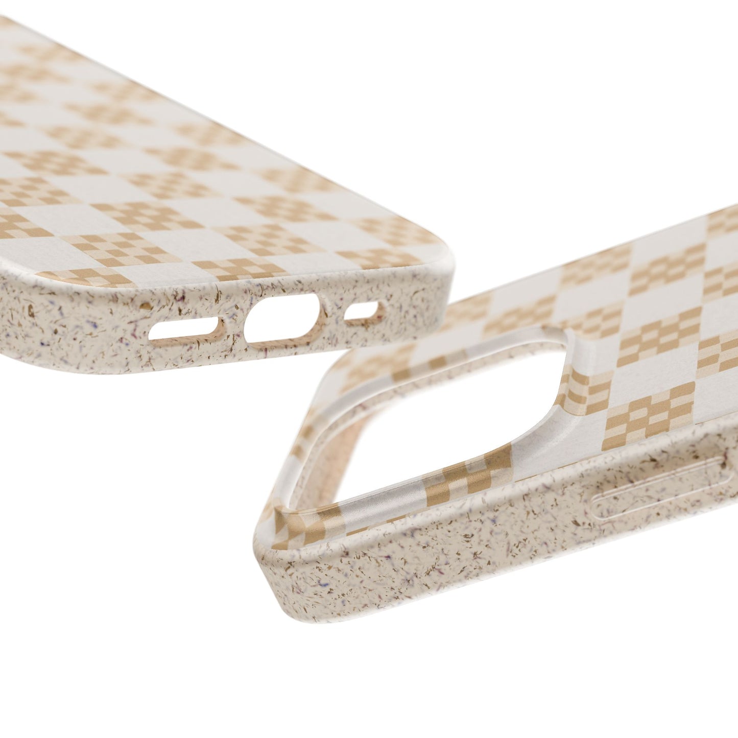 Checkered Quilt Phone Case - white and tan - Eco-Friendly, Biodegradable