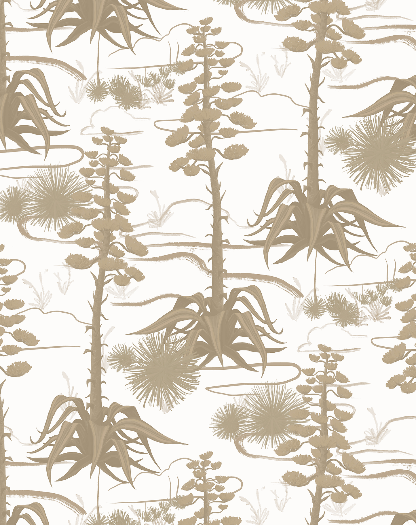 Agave Valley Wallpaper, white and tan