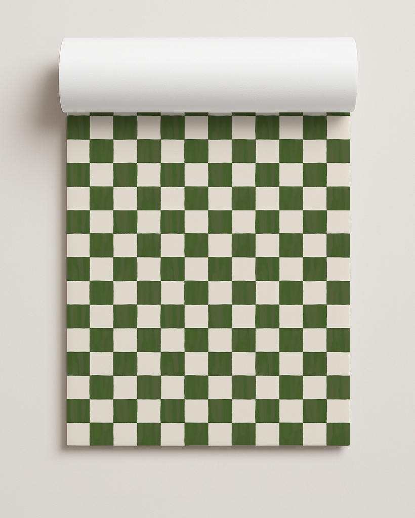 Checkers Contact Paper, dark green & white