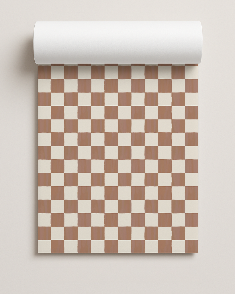 Checkers Contact Paper, mocha mousse & white