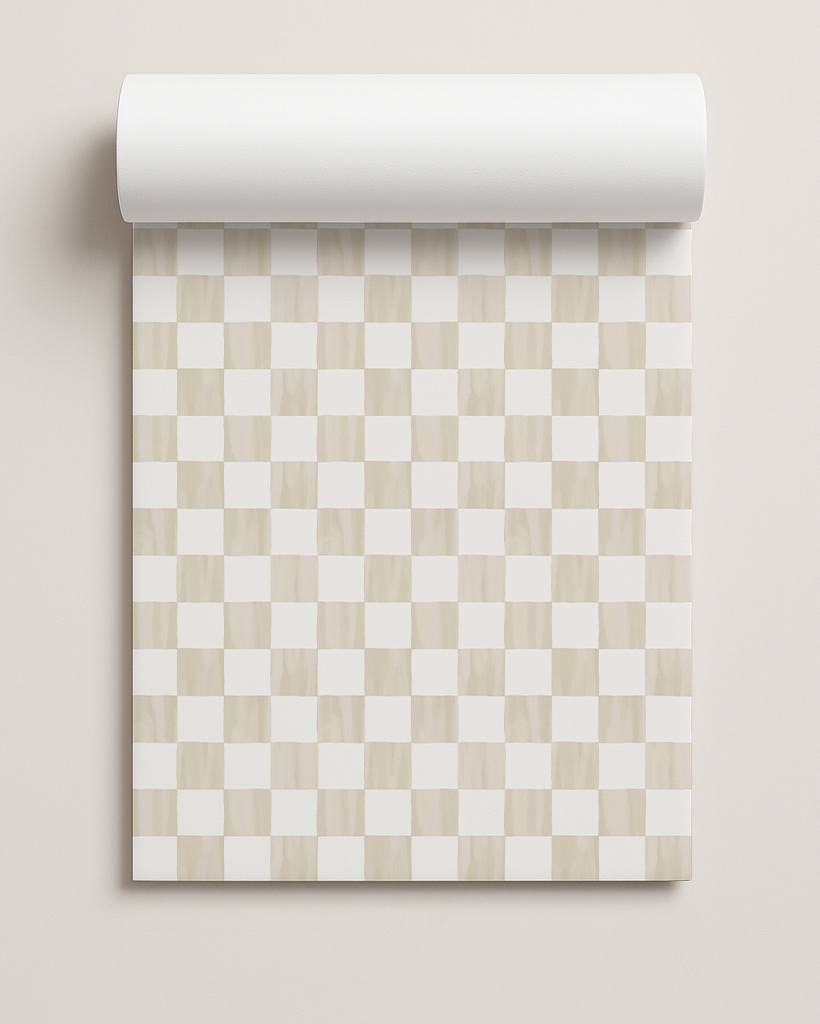 Checkers Contact Paper, tan & white