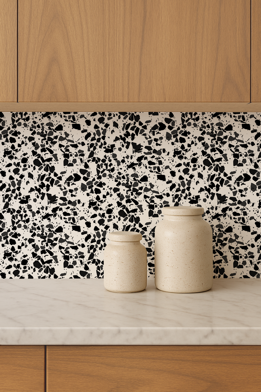 Terrazzo Confetti Contact Paper, black and white