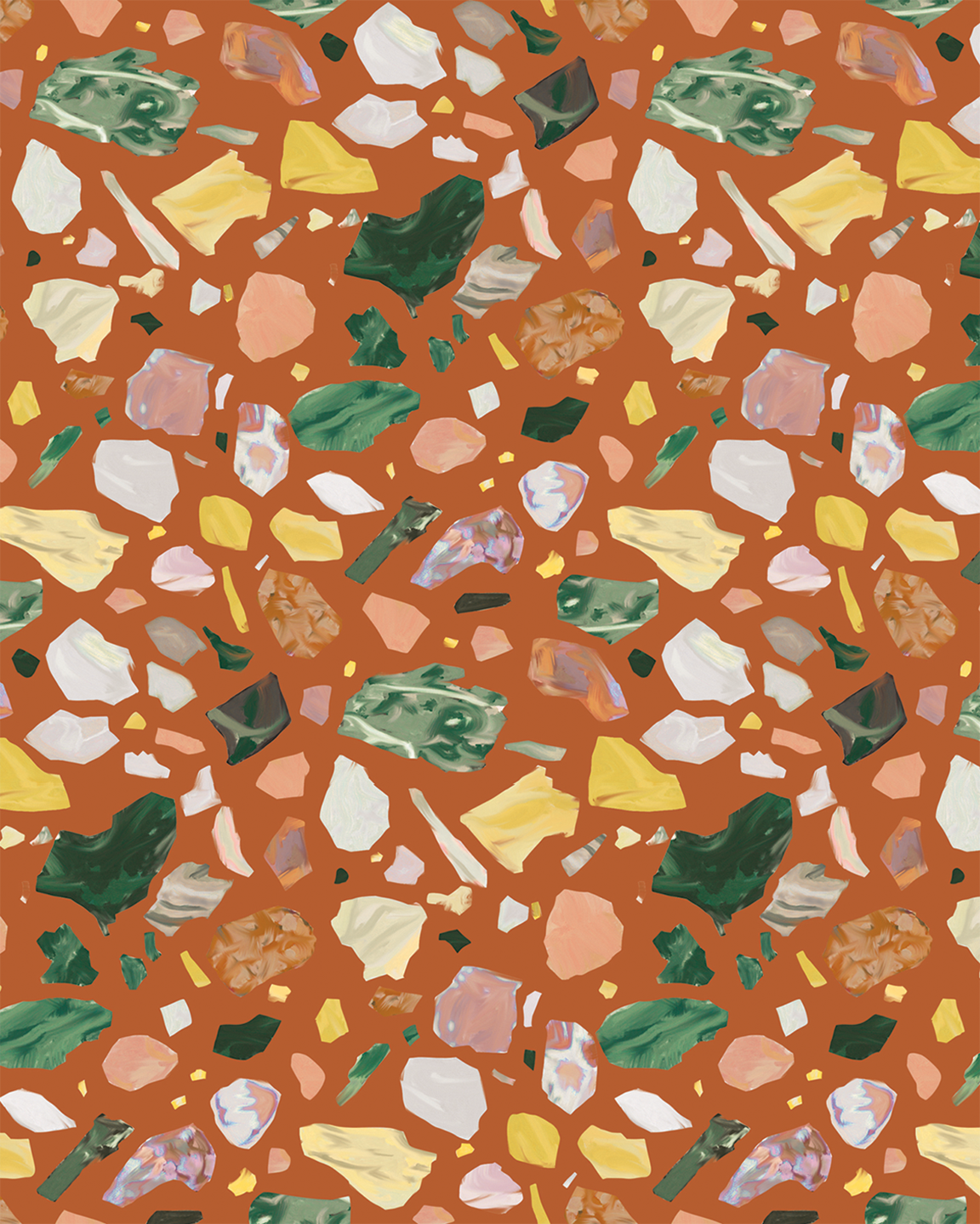 Painted Terrazzo Contact Paper, bold rusty orange