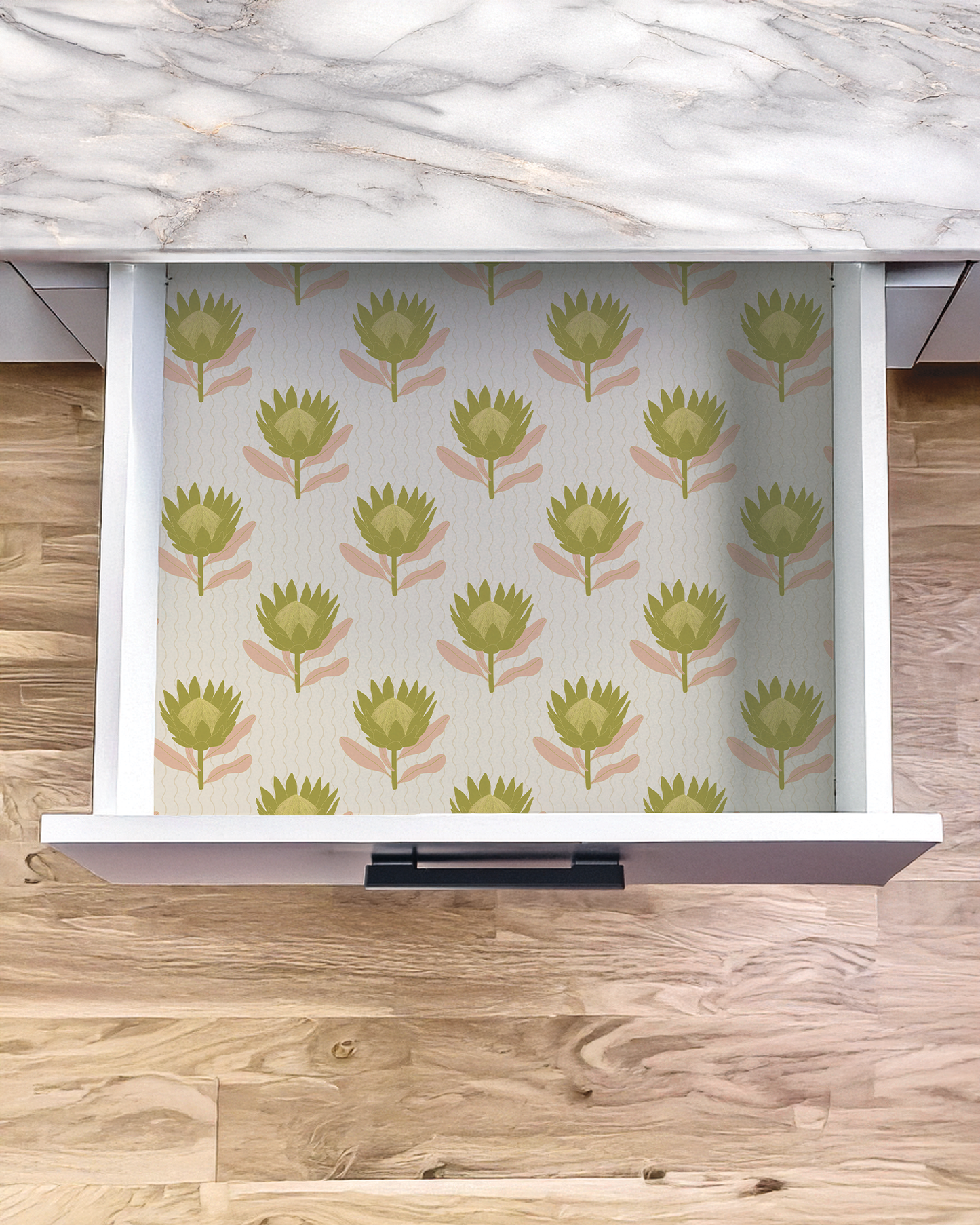 King Protea Contact Paper, tan and olive