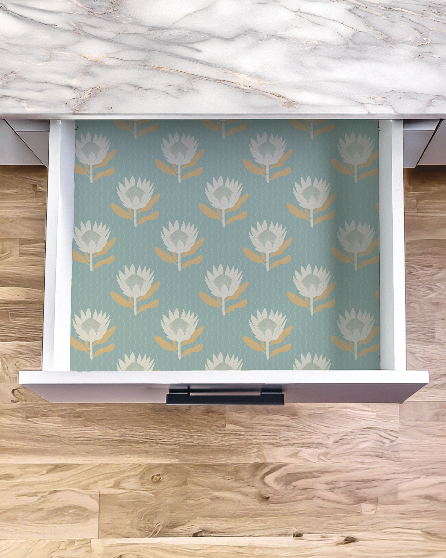 King Protea Contact Paper, light blue and apricot