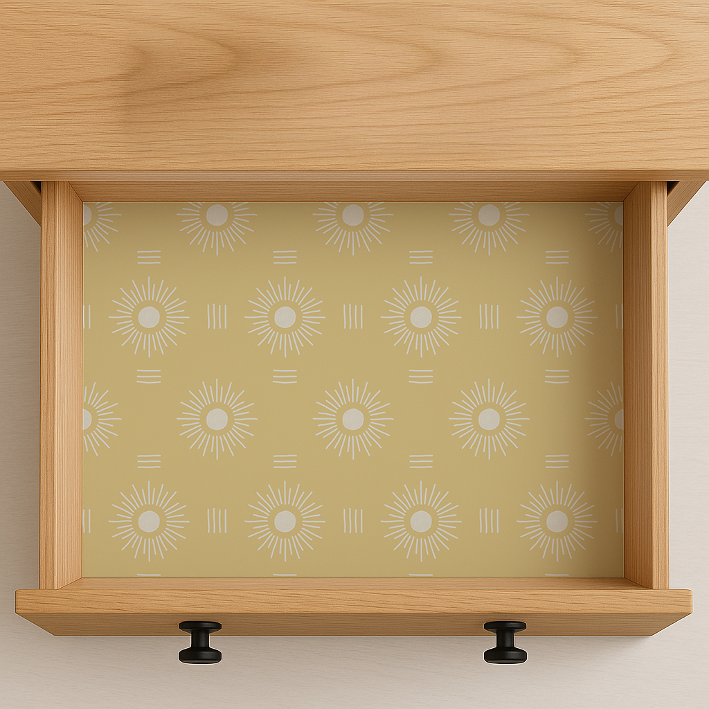 Sun Rays Contact Paper, butter yellow and white