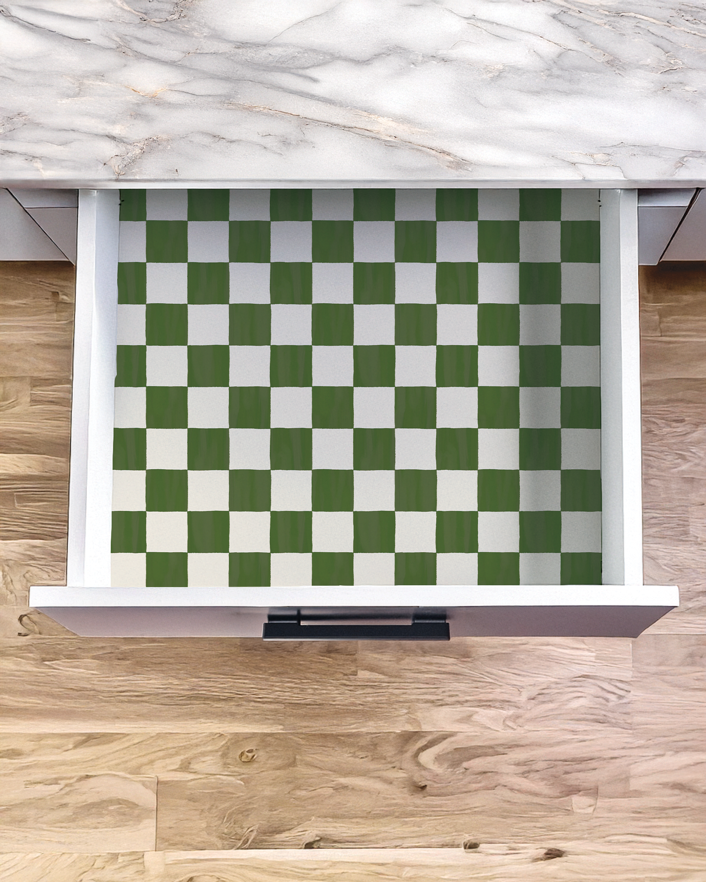 Checkers Contact Paper, dark green & white