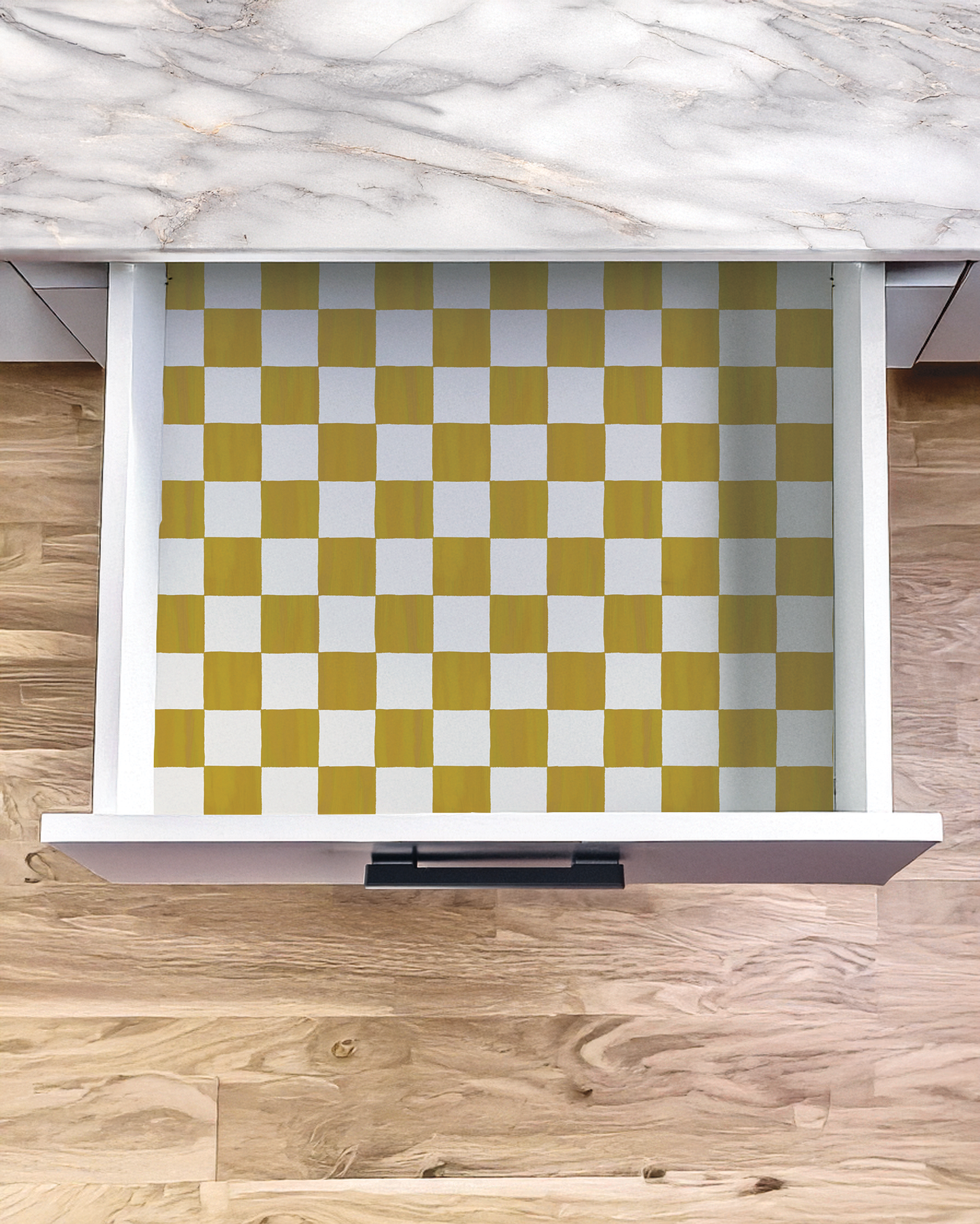 Checkers Contact Paper, mustard yellow & white